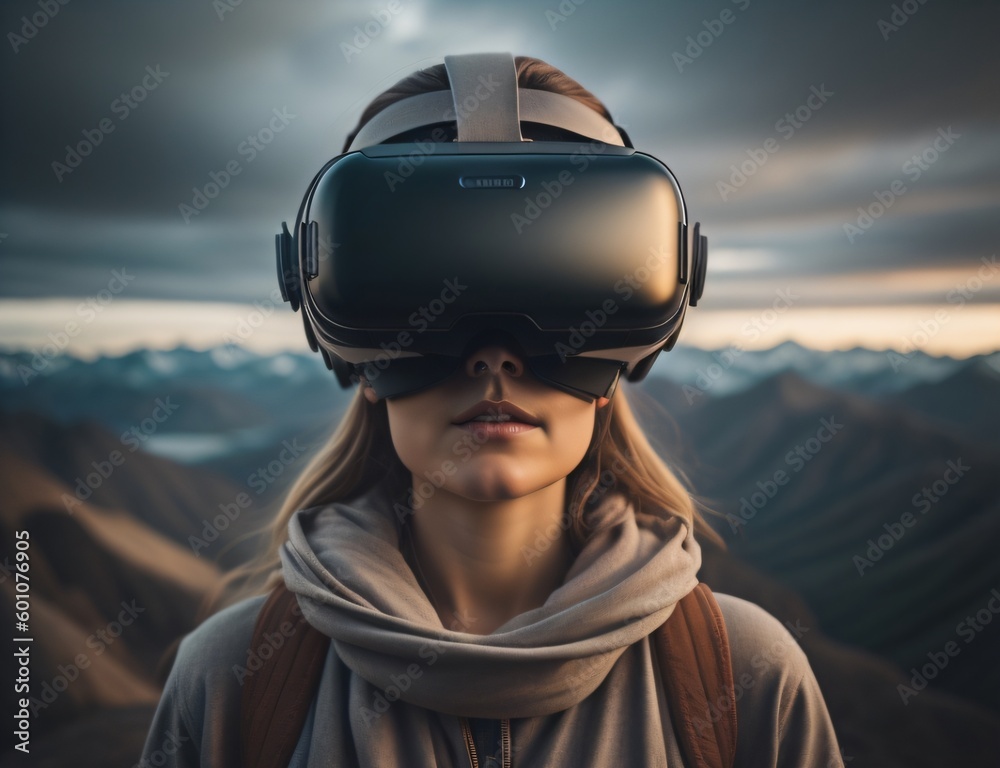 a person wearing a virtual reality headset ai generated a person wearing a virtual reality headset ai generated