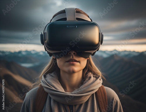 a person wearing a virtual reality headset ai generated © Ebad