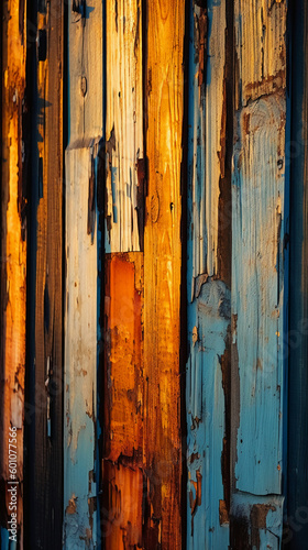 Colorful old wooden panels Abstract Weathered beauty. AI generative