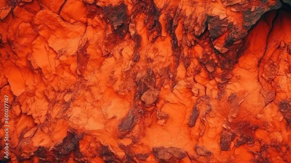 Red orange grunge background. Toned stone texture. Mountain texture close-up. Generative AI.