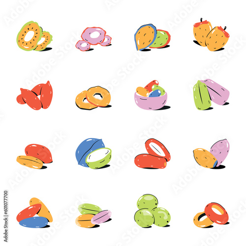 Collection of Nuts Flat Icons