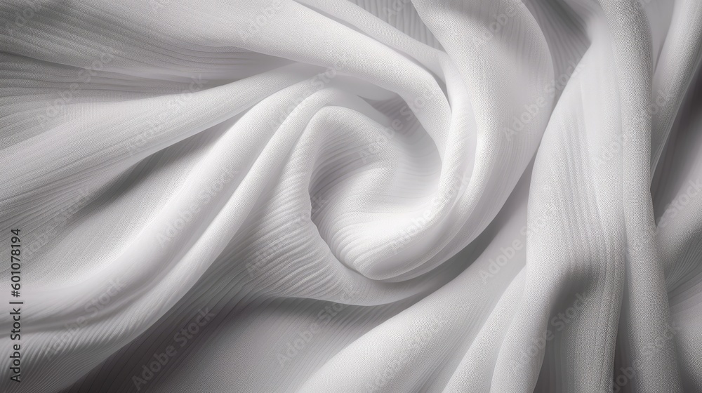 Obraz premium White abstract fabric background. Durable fabric texture background. Ribbed fabric with soft pleats. Generative AI.