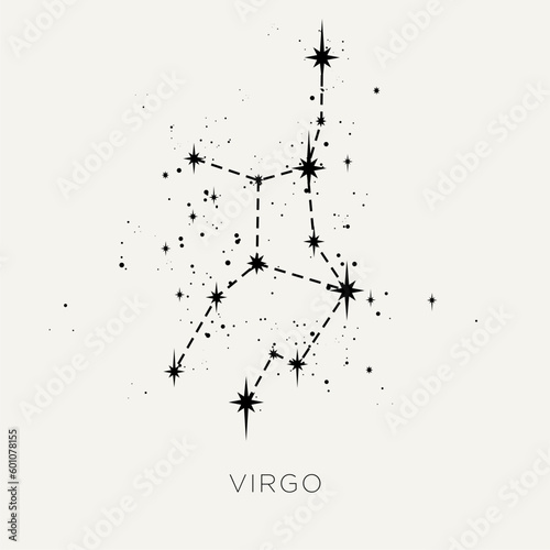 Star constellation zodiac virgo line black white vector