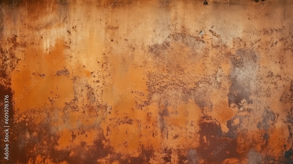 Rust background. Rusty texture. Old metal wall surface. Orange brown grunge background. Generative AI.