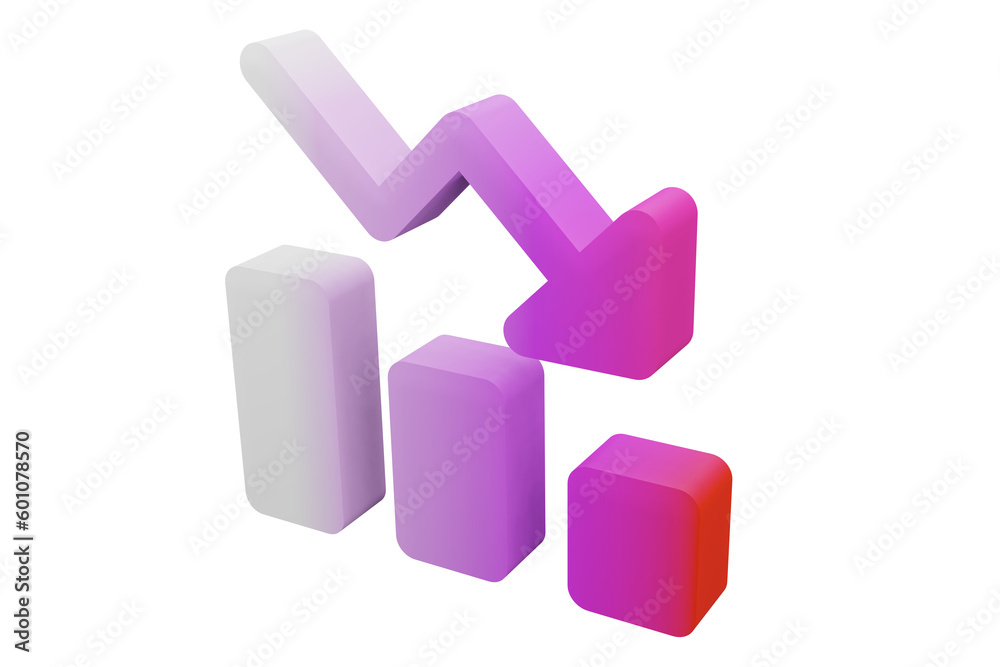 business graph 3d revenue down business graph 3d revenue down