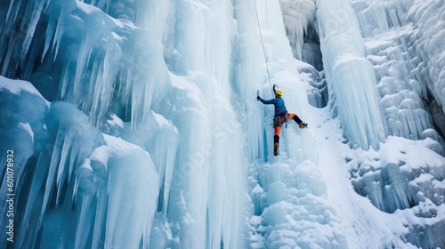 Man climbing ice mountain