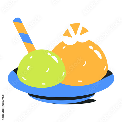 Eye catchy flat icon of sundae