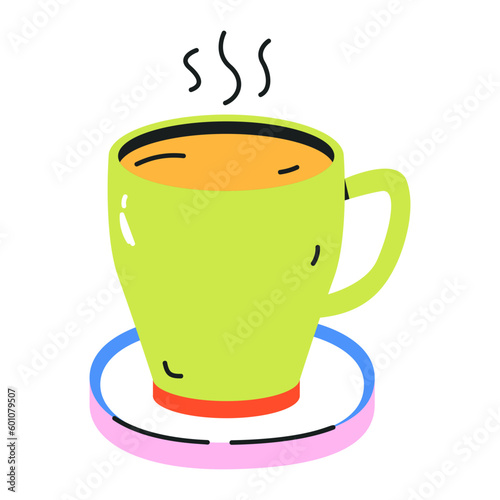 Modern flat icon design of hot coffee 