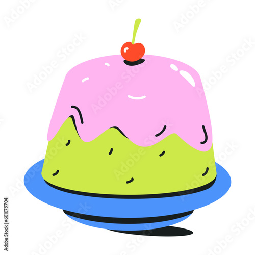 Attractive flat icon of sponge cake  