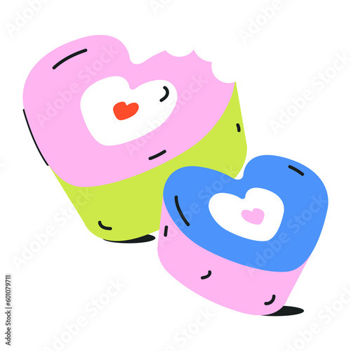 Attractive flat icon of sponge cake  