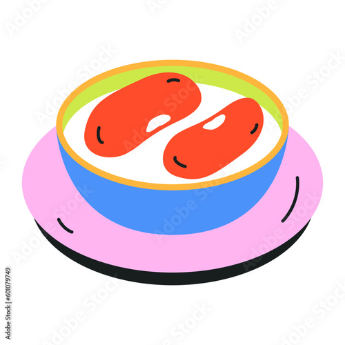 Red beans bowl, flat icon design 