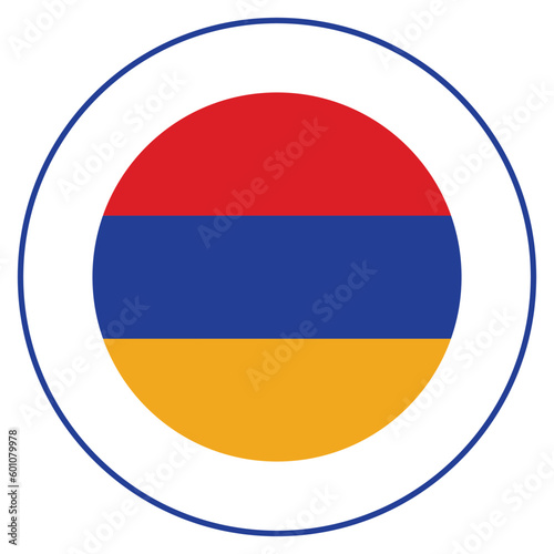 Flag of Armenia in round circle. 