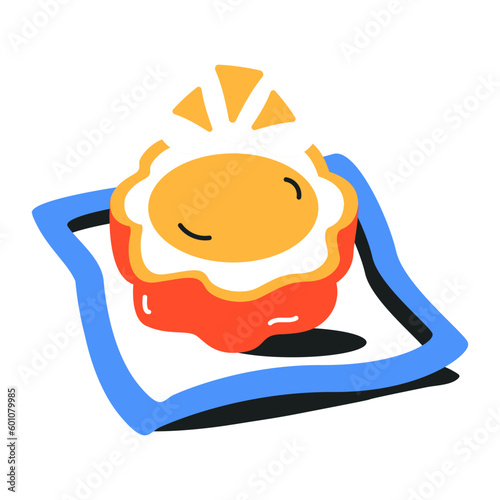 Modern flat icon of chinese pastries