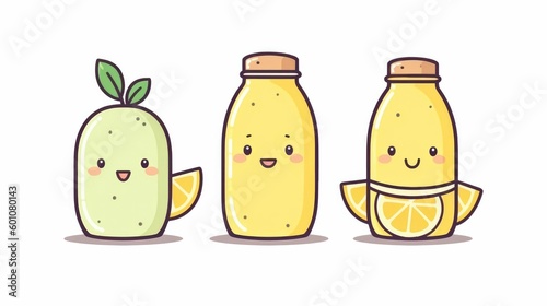Cute lemon lemonade bootle with cute lemon