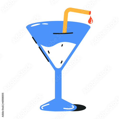 Trendy cocktail glass flat icon 