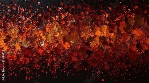 Black orange red brown glitter shiny abstract background for design. Dark. Twinkling glow stars effect. Fantastic, fantasy. Like outer space, night sky, universe. Generative AI.