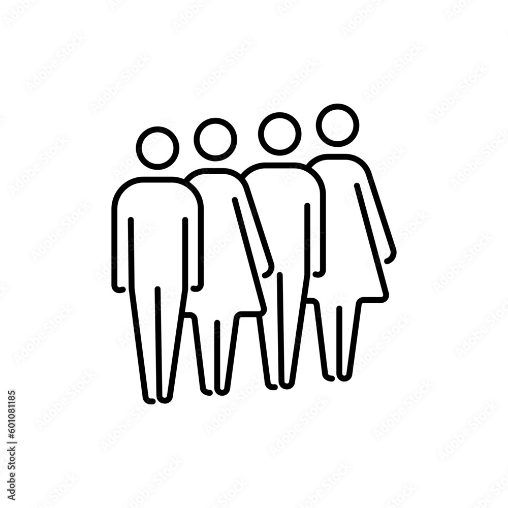 People queue line icon, outline vector sign, linear style pictogram isolated on white. Symbol, logo illustration. Editable stroke. Pixel perfect People queue line icon, outline vector sign, linear style pictogram isolated on white. Symbol, logo illustration. Editable stroke. Pixel perfect