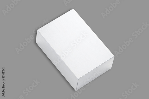 Empty blank white Tea box mockup template isolated on background. 3d rendering.