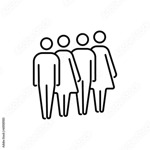 People queue line icon, outline vector sign, linear style pictogram isolated on white. Symbol, logo illustration. Editable stroke. Pixel perfect