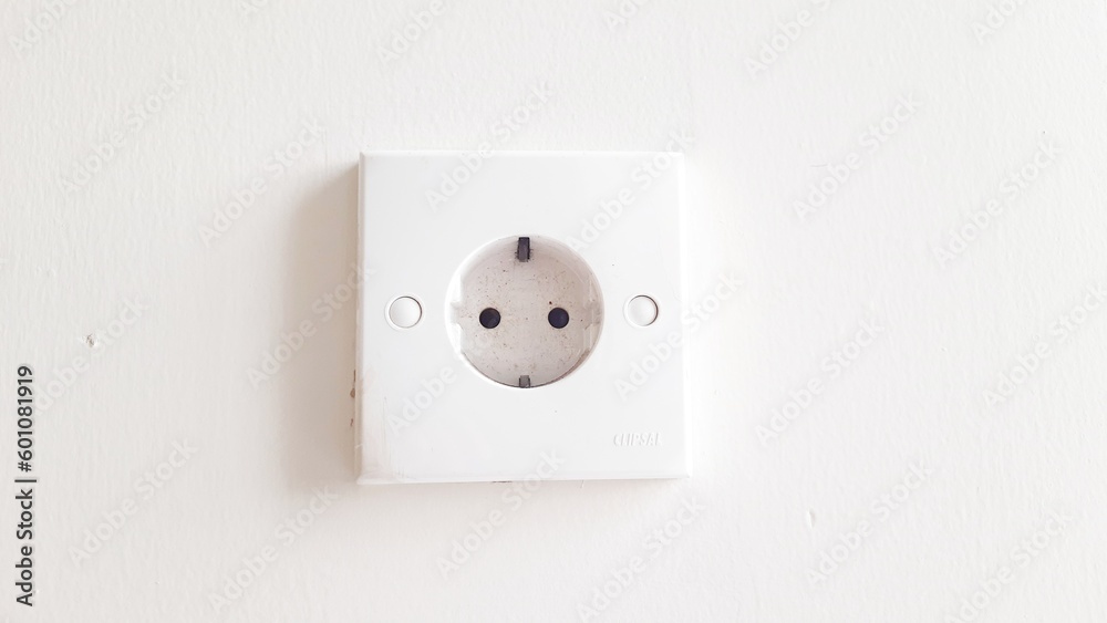 Socket electric or stop kontak isolated on white background