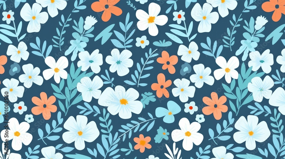 Seamless pattern with flowers and leaves Seamless pattern with flowers and leaves