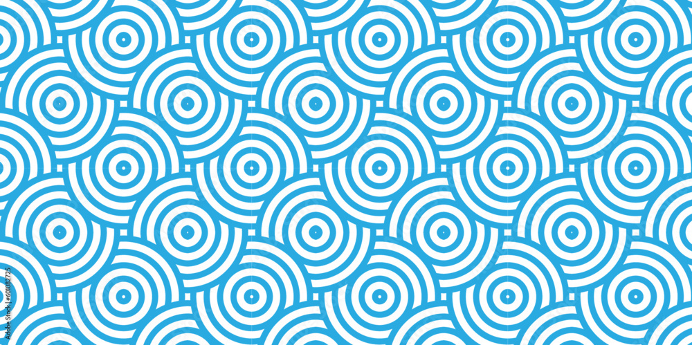 seamless pattern with waves and blue geomatices retro background.