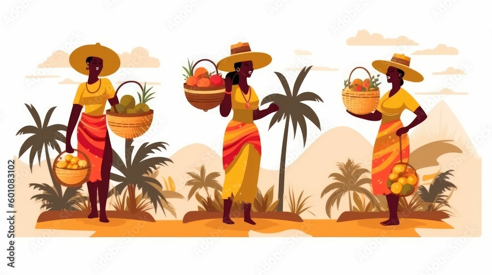 custom made wallpaper toronto digitalAfrican village woman with harvest of fruits