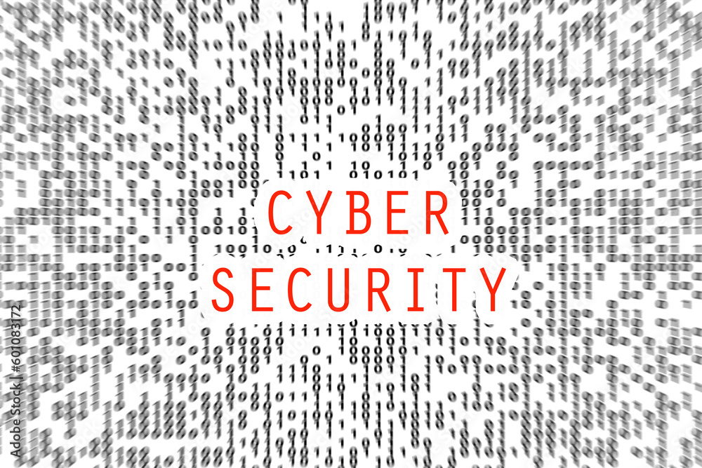 The word cyber security on binary code blurred background Digital data cyber attack concept design The word cyber security on binary code blurred background Digital data cyber attack concept design