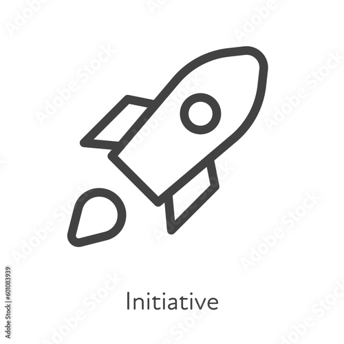 Outline style ui icons soft skill for business collection. Vector black linear illustration. Initiative. Fly rocket with fire innovation and improvement symbol isolated. Design for corporate training
