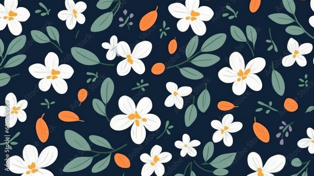 Seamless vector pattern with flowers and leaves Seamless vector pattern with flowers and leaves