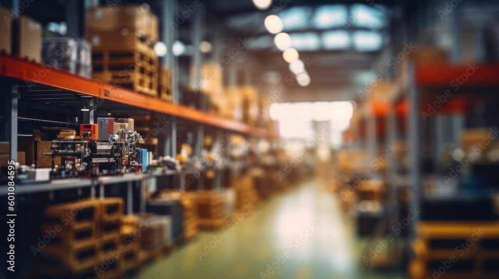 Blurred background of a factory workshop Blurred background of a factory workshop