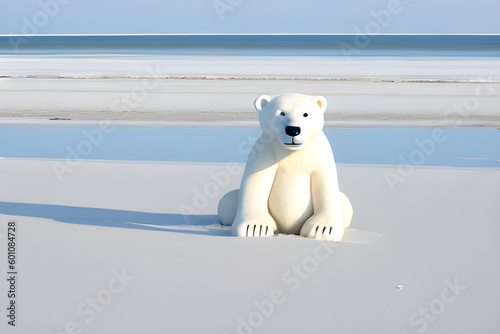 Polar bear on the beach AI art