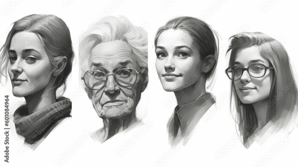 Portrait of a female featuring different ages Portrait of a female featuring different ages