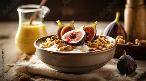 Granola Bowl with Milk and Figs