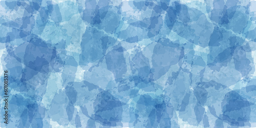 Watercolor seamless pattern. Vector tie dye print. Blue transparent brush stains texture.