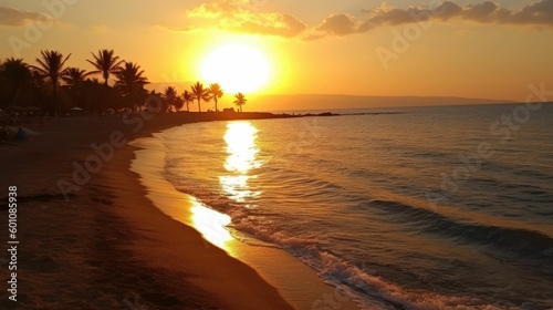 Beautiful sunset on the beach of Lara