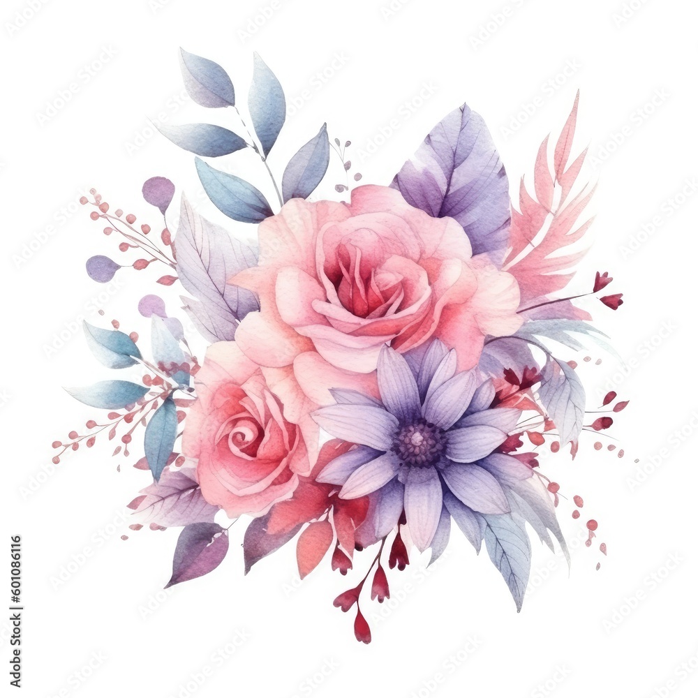 watercolor of a wedding invitation card with floral patterns