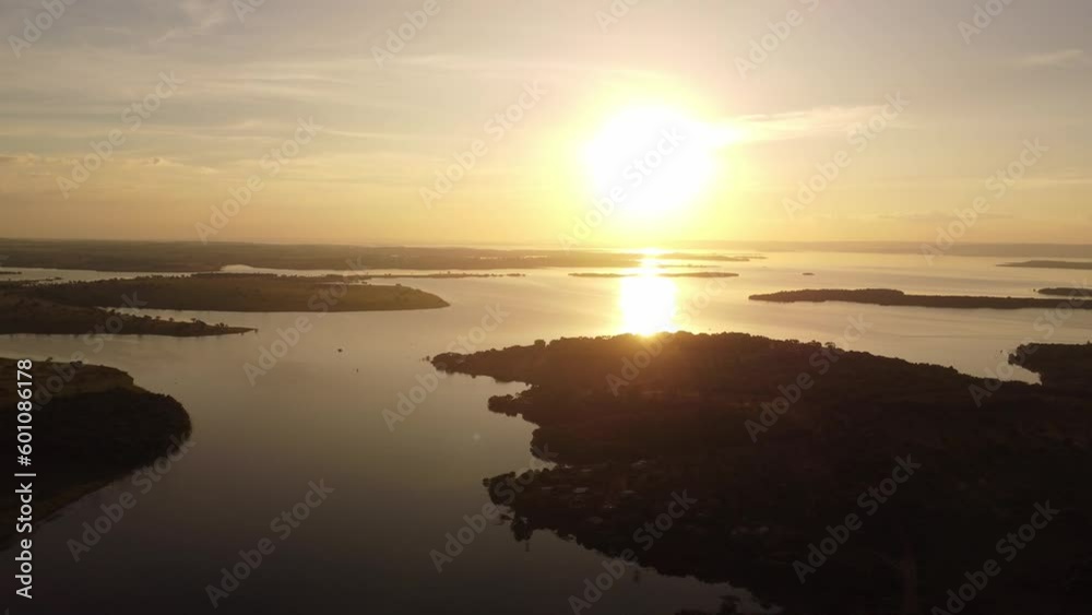Sunset aerial view on Big Lake, Furnas, Tupaciguara, Minas Gerais Sunset aerial view on Big Lake, Furnas, Tupaciguara, Minas Gerais
