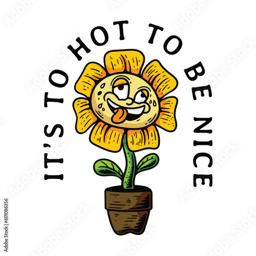 withered sunflower t-shirt design illustration exposed to heat