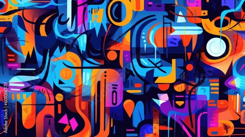 Colorful graffiti art background generated by AI