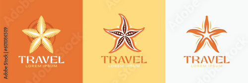 Travel Company Logo Set. Starfish Premium Vector Design Illustration.