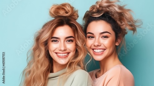 Portrait of two happy young women