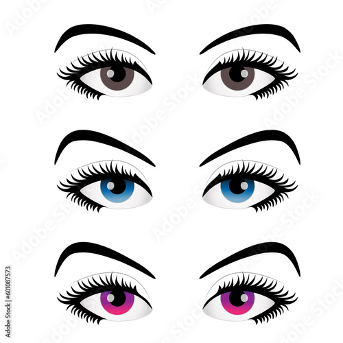Woman's Eyes and Eyebrows Face Expression Design Artwork