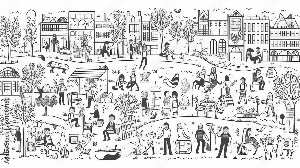 Obraz premium Vector illustration of people doing different activities
