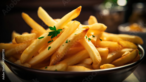 Freshly prepared French fries cuisine dish  close  Generative AI