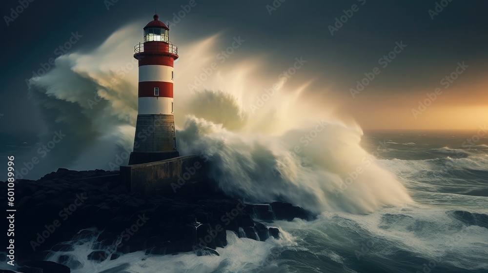 Porto Lighthouse during an Atlantic storm
