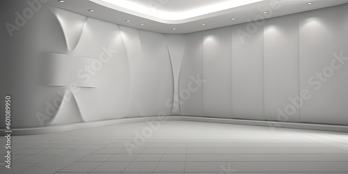 Empty white room with rounded walls 