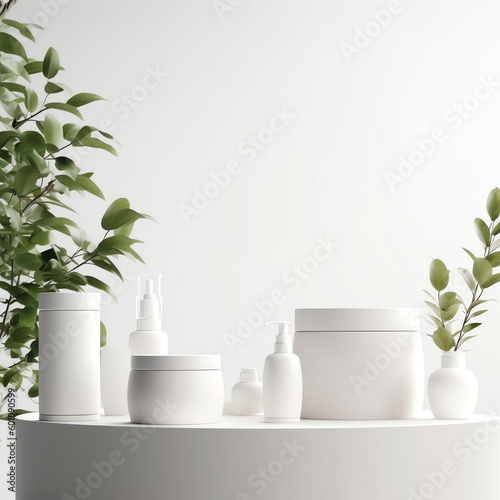 3d rendering image illustration of empty space podium display on white background