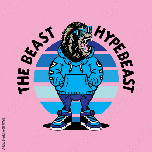 Gorilla Mascot Character Design in Street Wear Outfit