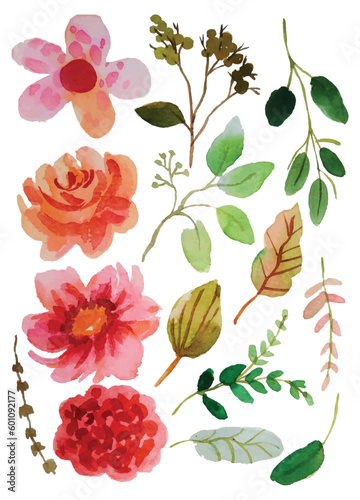 Wallpaper Mural watercolor flower hand draw elements Torontodigital.ca